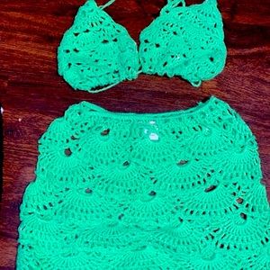 Crochet Bikini top &skirt set